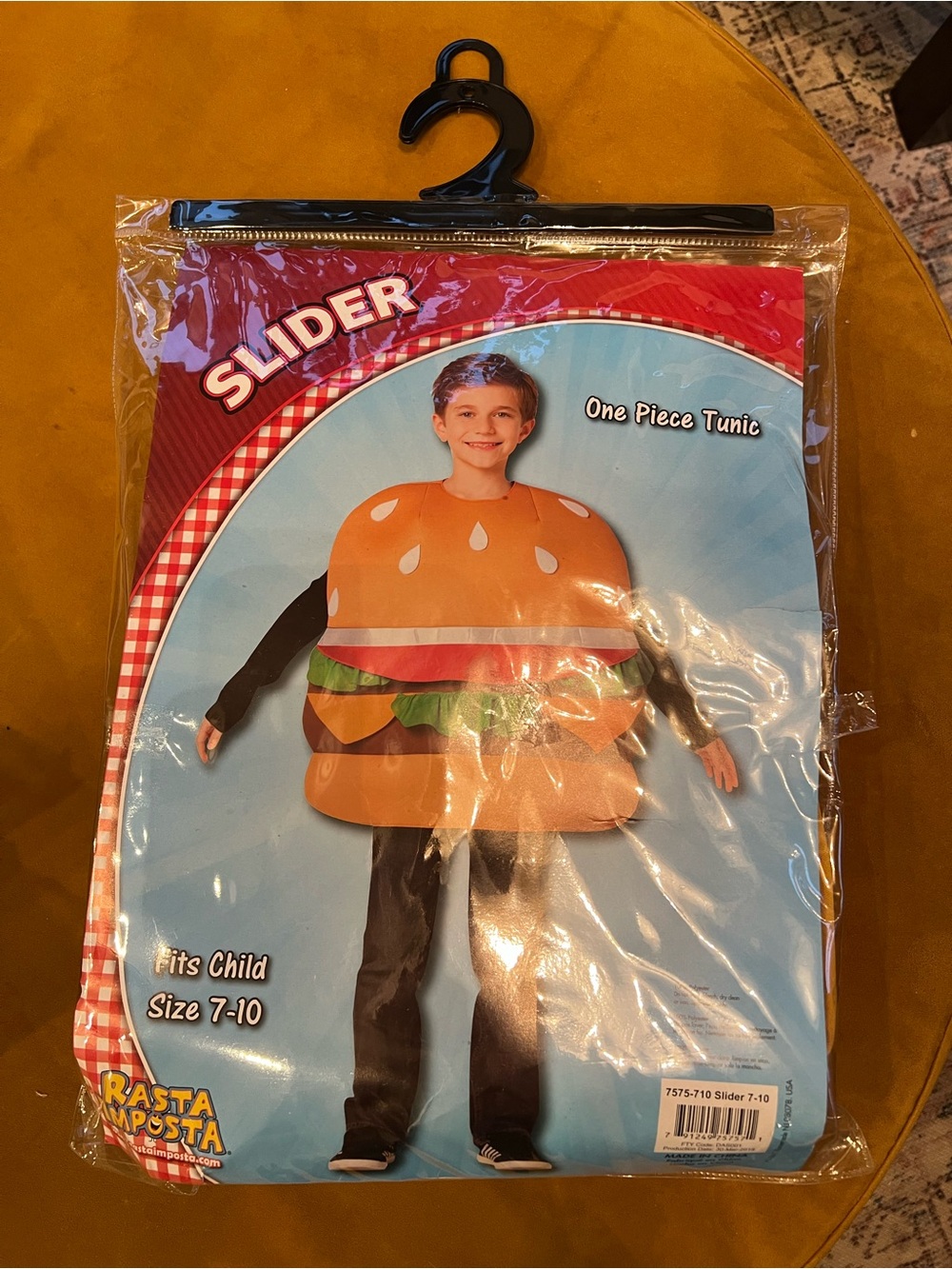 Slider Kids Burger Costume One Piece Tunic - Orange Halloween Hamburger